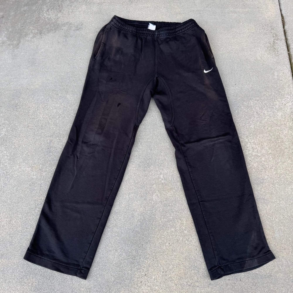Nike Mens Fleece Sweatpants Black Size Small Embroidered Swoosh Logo Joggers
